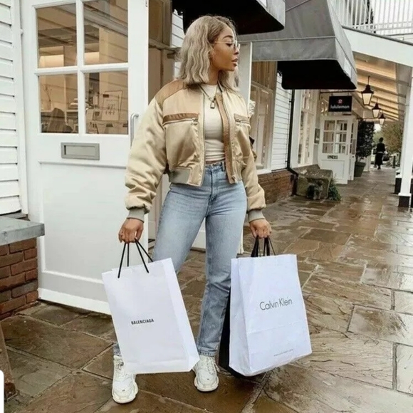 Zara Cropped Satin Bomber Jacket 